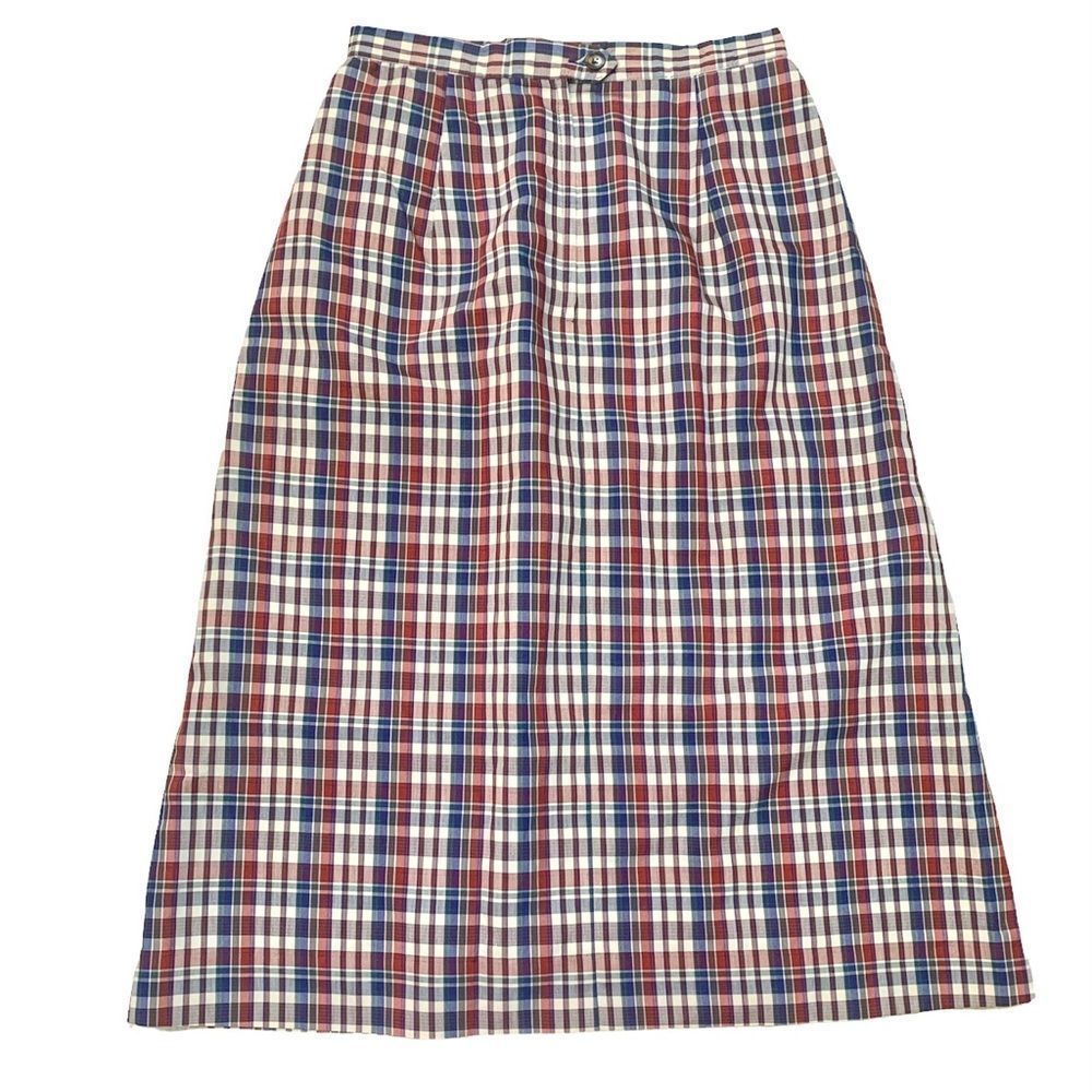 Vintage Plaid Tartan Print Midi Skirt - Picture 4 of 4